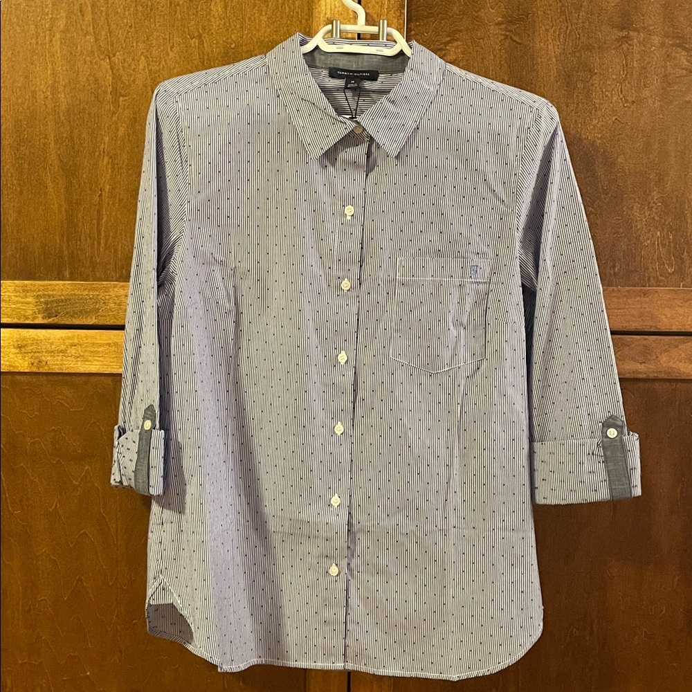 Tommy Hilfiger Navy Pinstripe Button Down Shirt